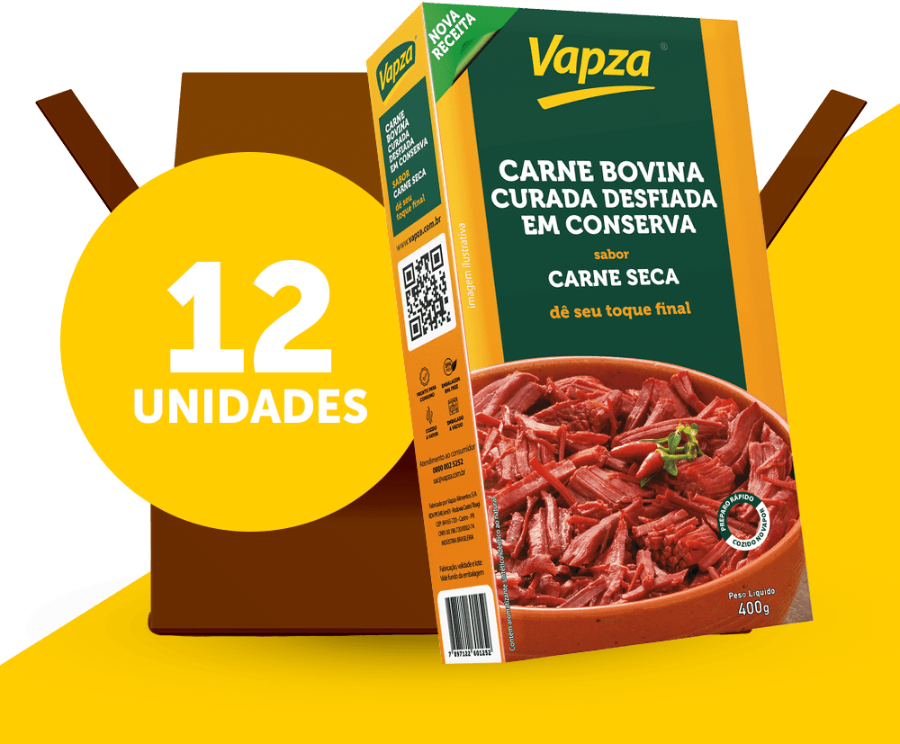 Kit 12 Carnes Bovina Curada Desfiada 400G Vapza