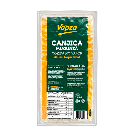 Canjica Cozida no Vapor 500G Vapza - Peso líquido 500g