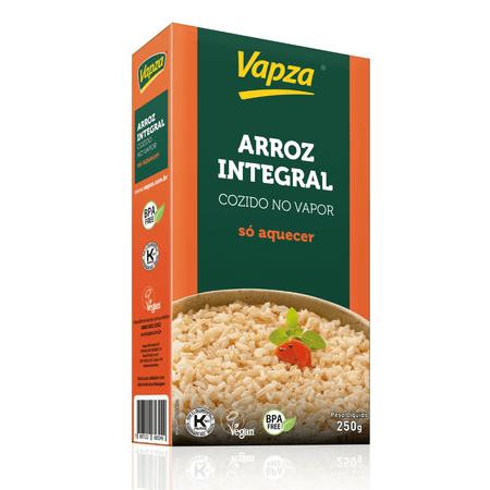 Arroz Integral 250G Só Aquecer Vapza - Peso líquido 250g