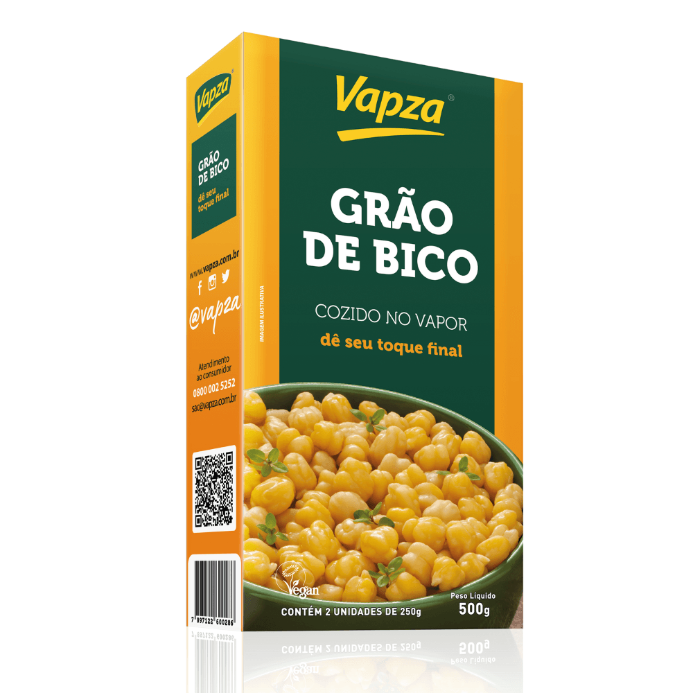 Grão de Bico Cozido no Vapor 500G Vapza