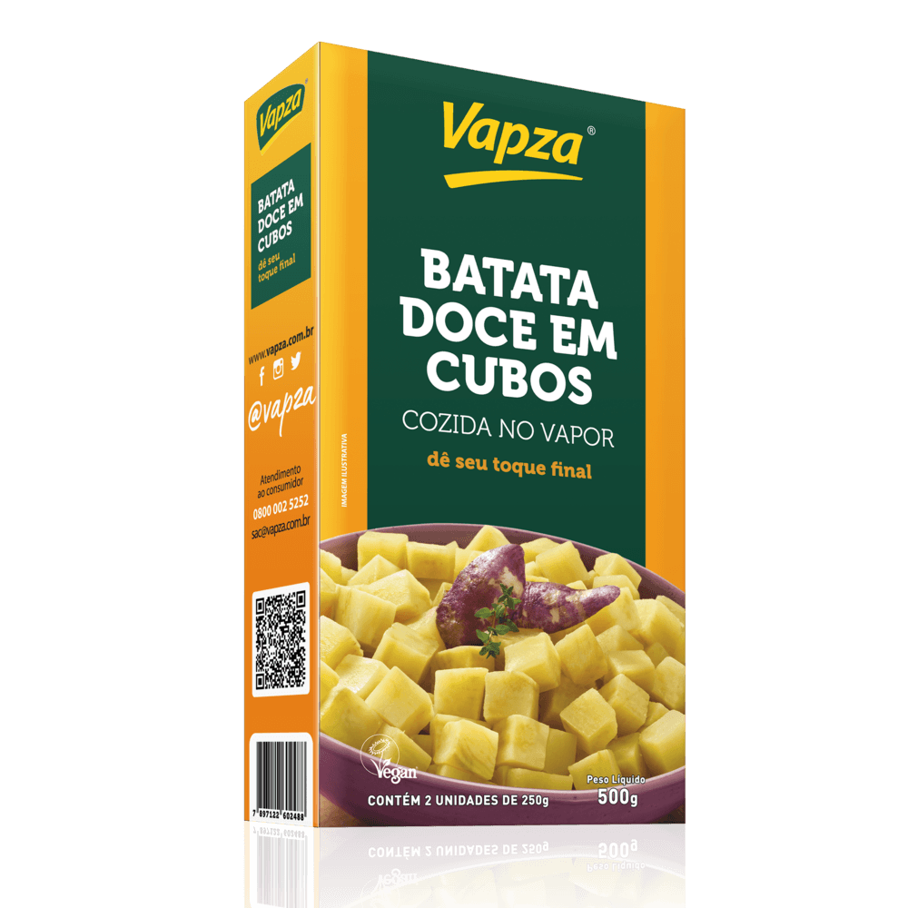 Batata Doce em Cubos Cozida no Vapor 500G Vapza