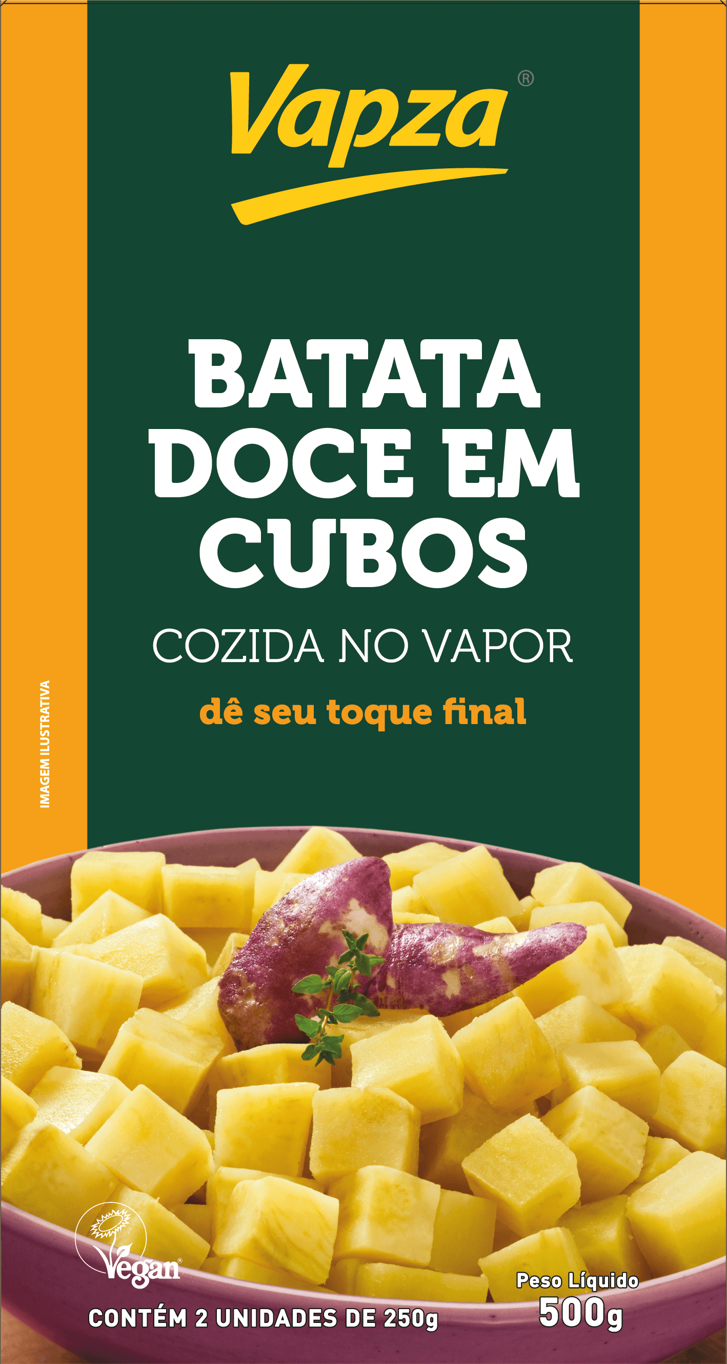 Batata Doce em Cubos Cozida no Vapor 500G Vapza - Imagem 2