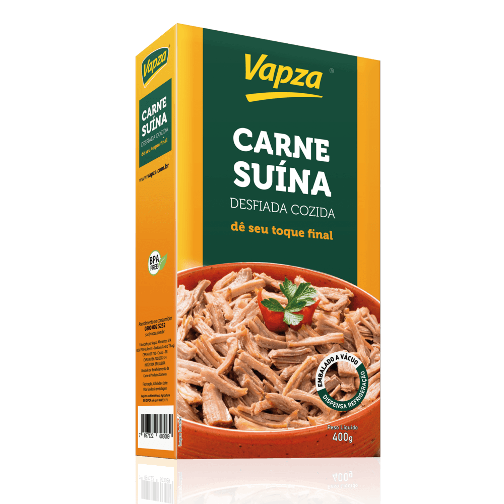 Carne Suína Desfiada Cozida 400G Vapza