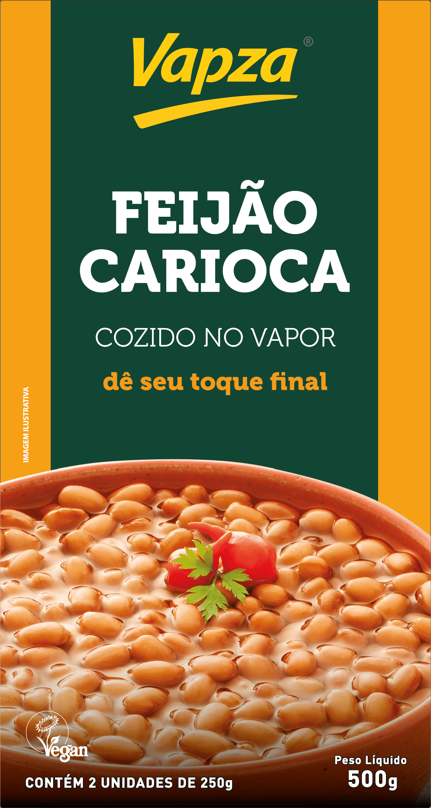 Feijão Carioca Cozido no Vapor 500G Vapza - Imagem 2