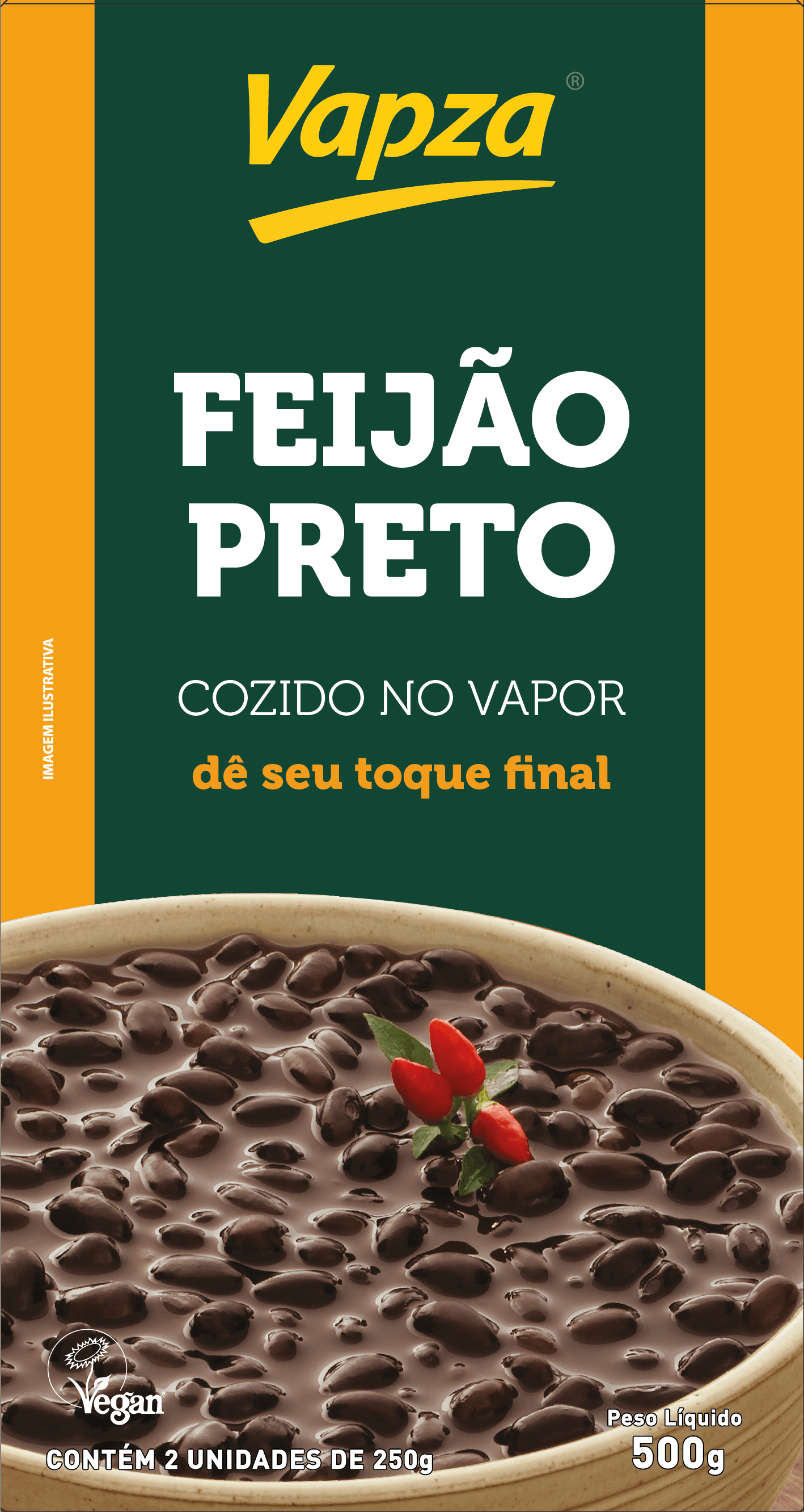 Feijão Preto Cozido no Vapor 500G Vapza - Imagem 2