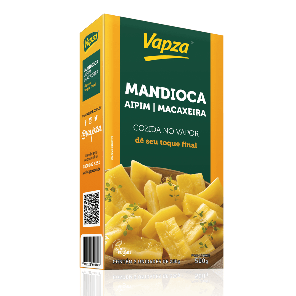 Mandioca Aipim Cozida no Vapor 500G Vapza