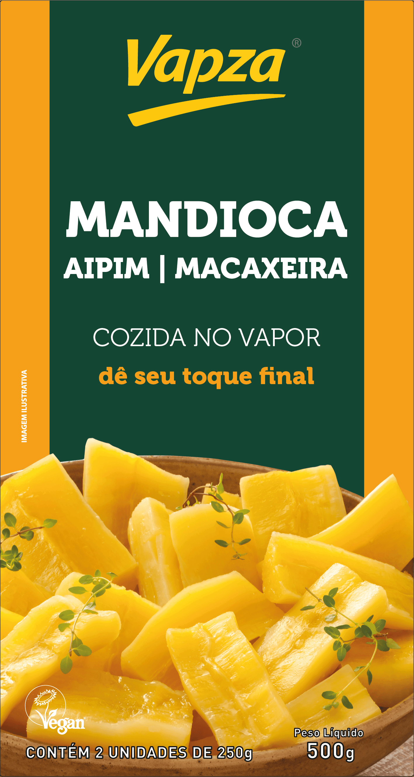 Mandioca Aipim Cozida no Vapor 500G Vapza - Imagem 2