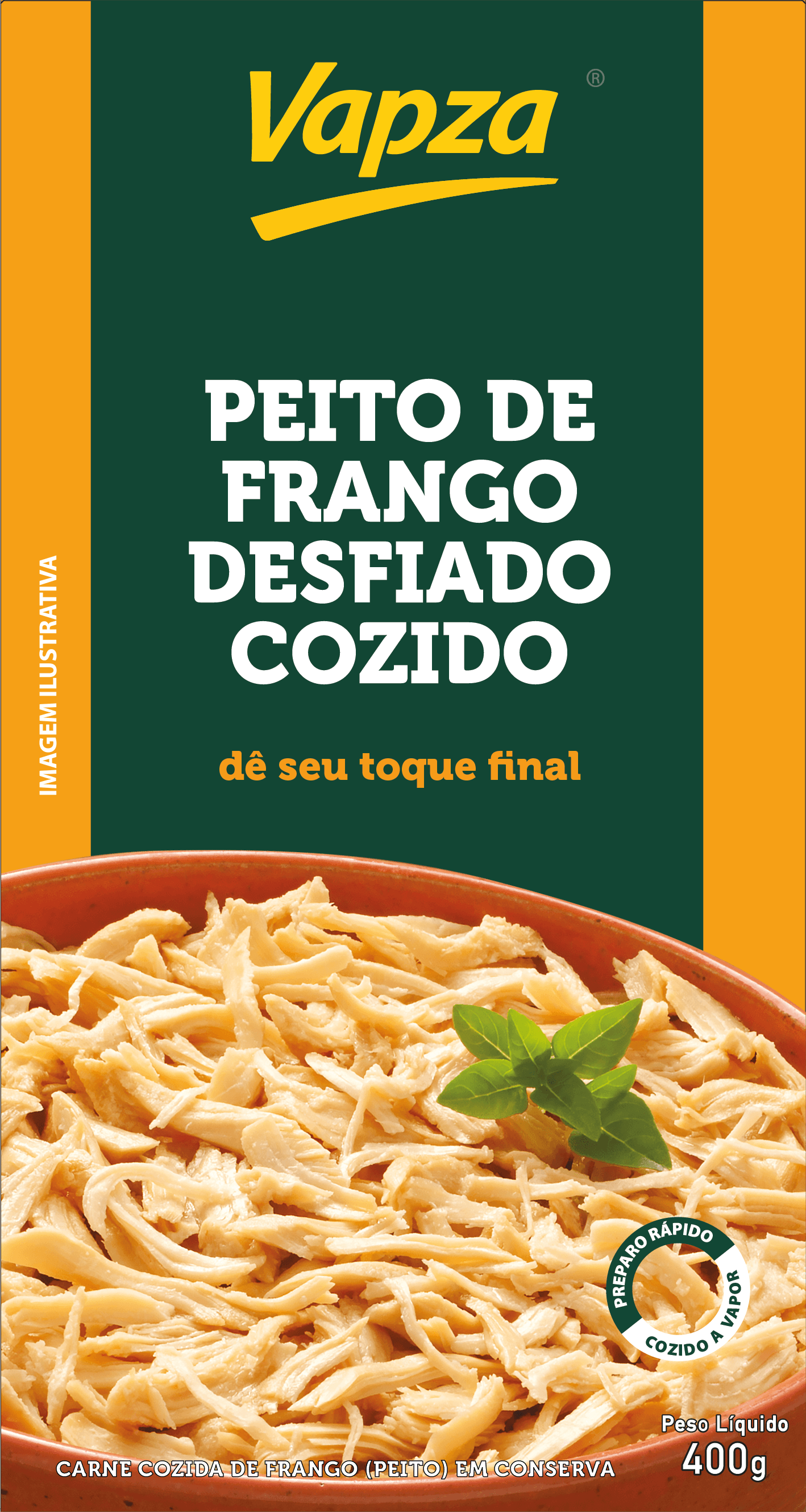 Peito de Frango Desfiado Cozido 400G Vapza - Imagem 2