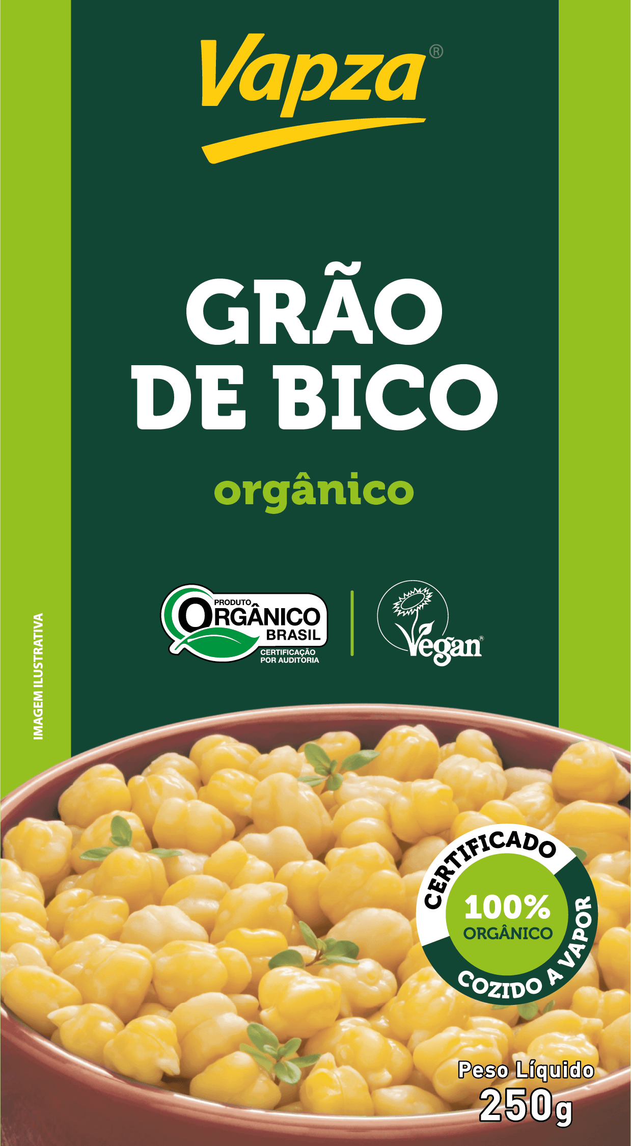Grão de Bico Orgânico Cozido no Vapor 250G Vapza - Imagem 2