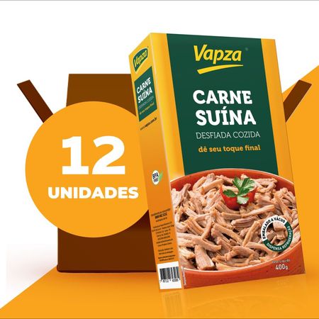 Kit com 12 Carnes Suínas Desfiadas Cozidas 400G Vapza