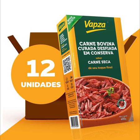 Kit com 12 Carnes Bovinas Curadas Desfiadas Sabor Carne Seca 400G Vapza - Carne Bovina Curada Desfiada Sabor Carne Seca 400G