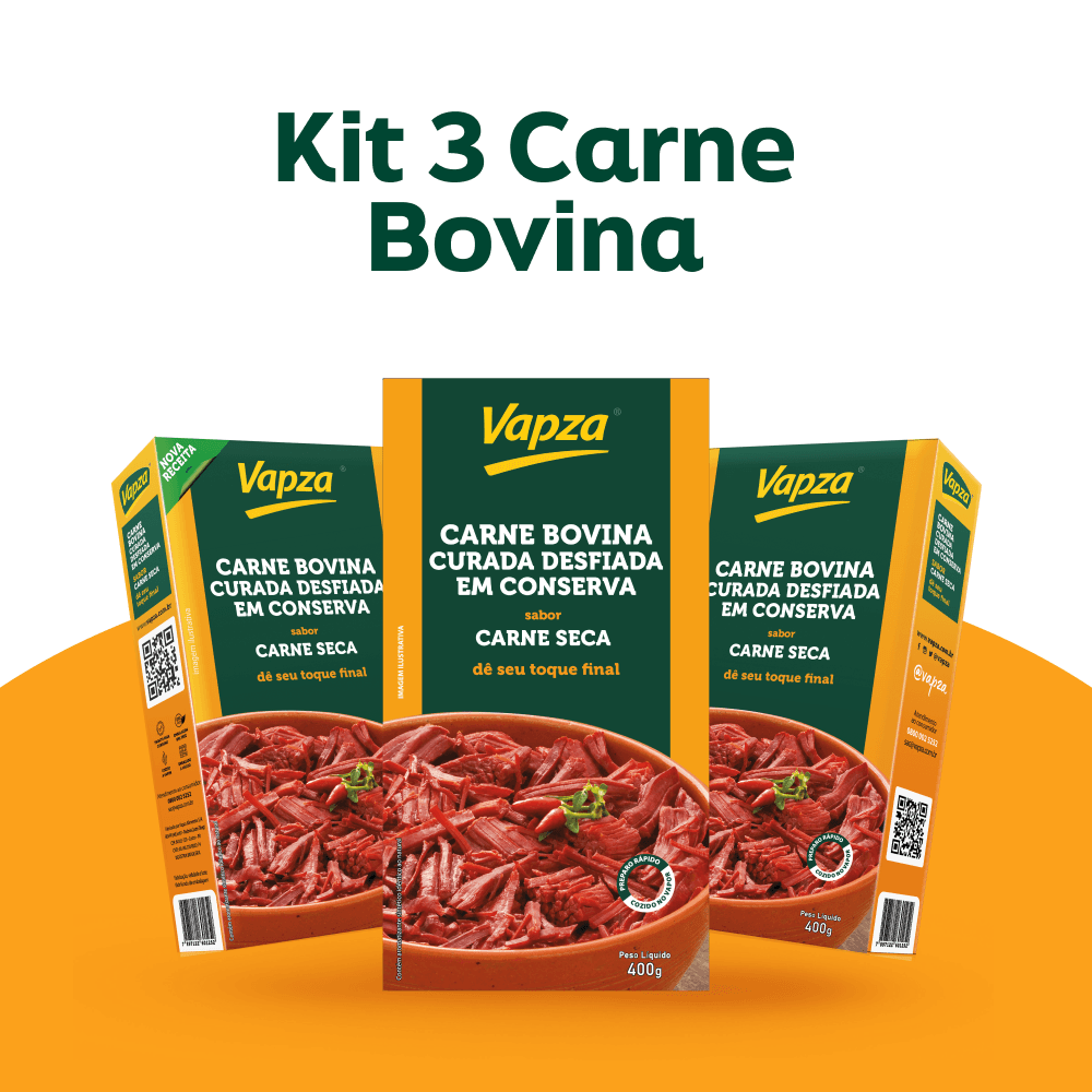 Kit 3 Carnes Bovinas Curadas Desfiadas 400G Vapza