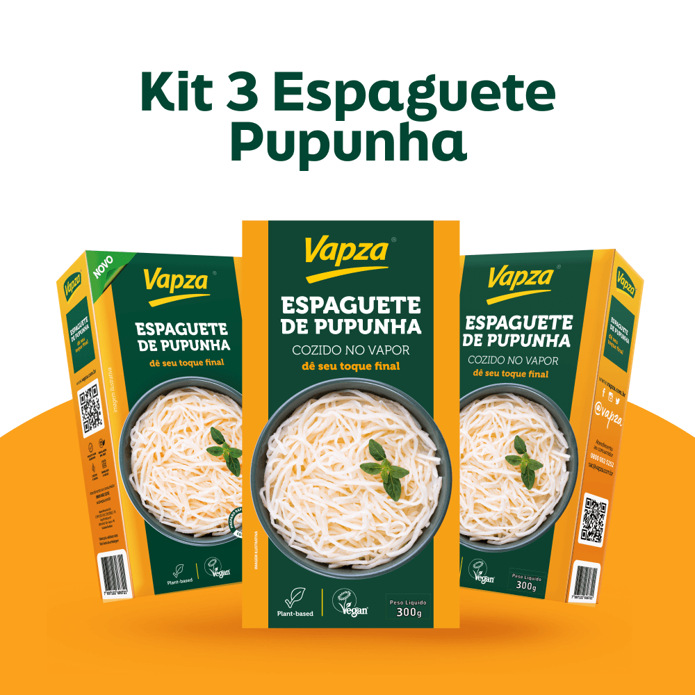 Kit 3 Espaguetes de Pupunha Cozidas no Vapor 300G