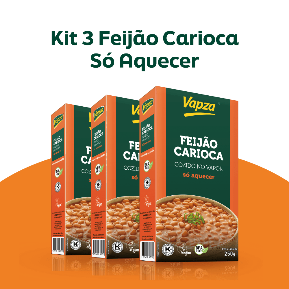 Kit 3 Feijões Carioca 250 Só Aquecer Vapza
