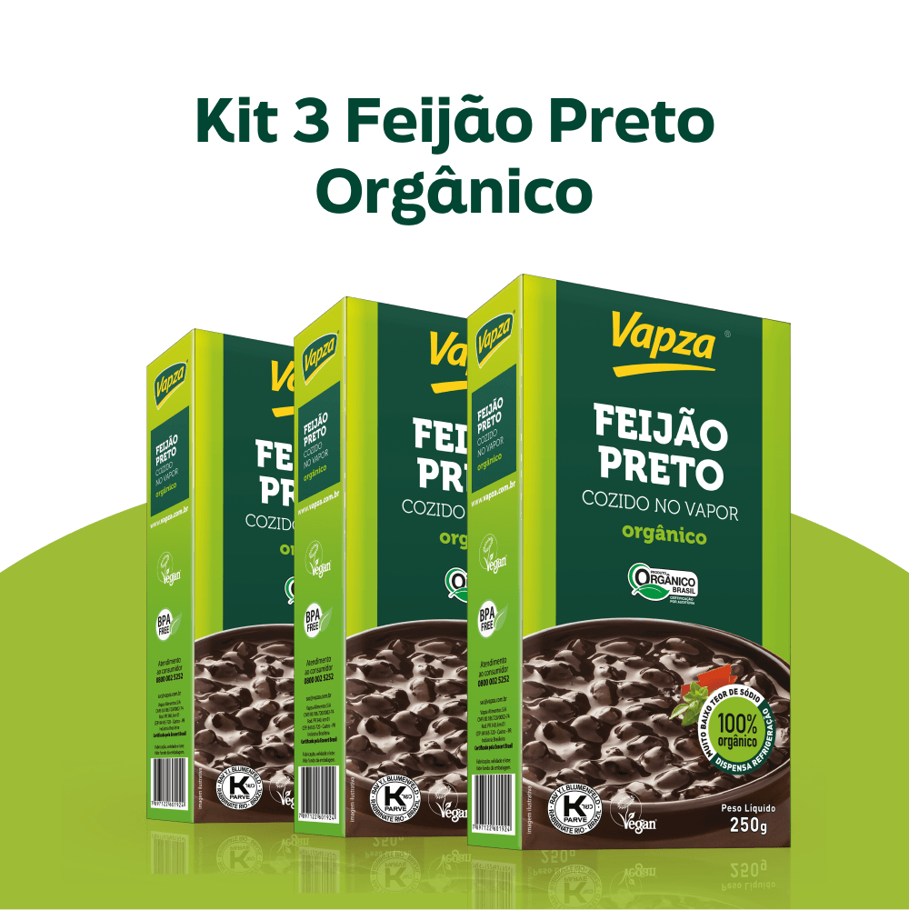 Kit 3 Feijões Preto Orgânicos 250G Vapza