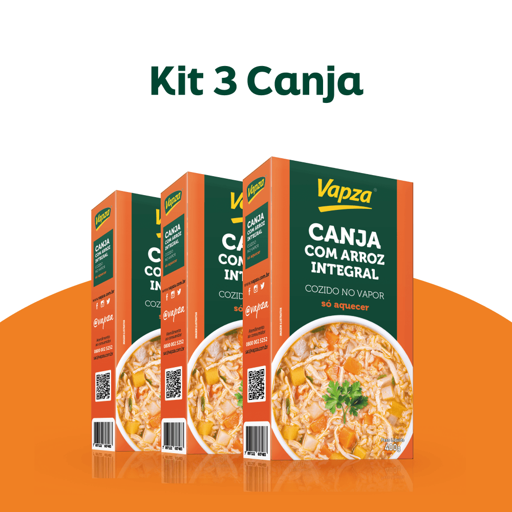 Kit 3 Canjas com Arroz Integral 400g Vapza