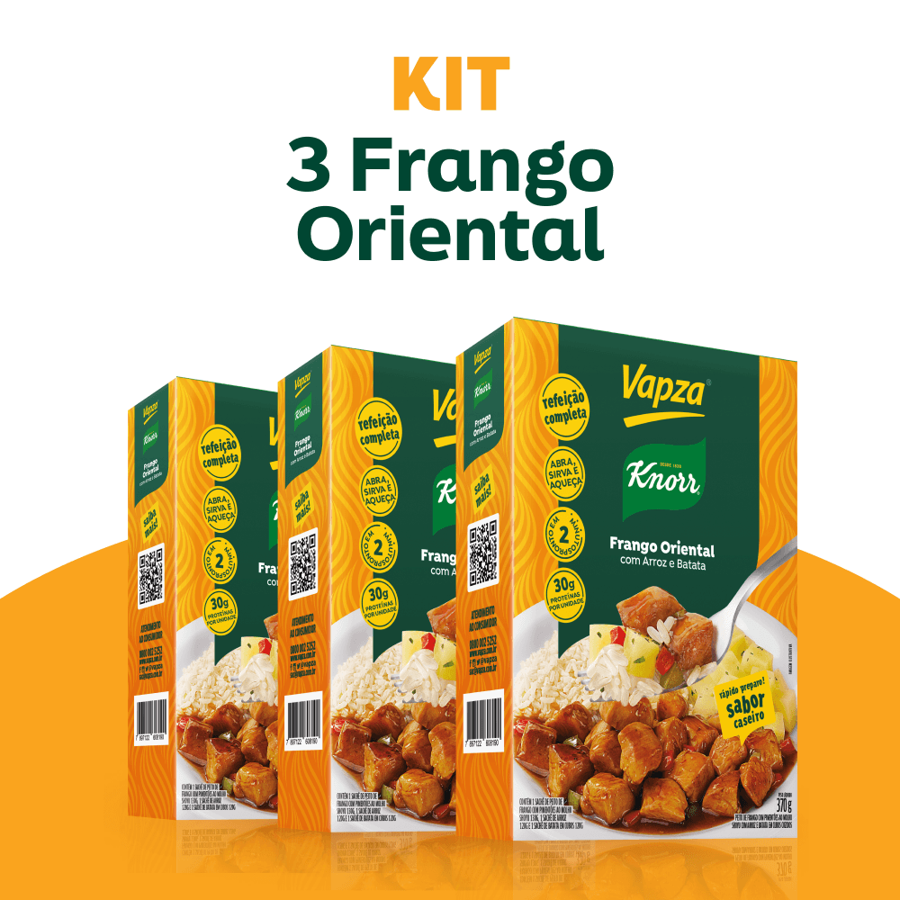 Kit 3 Frango Oriental Com Arroz e Batata 370G Vapza e Knorr