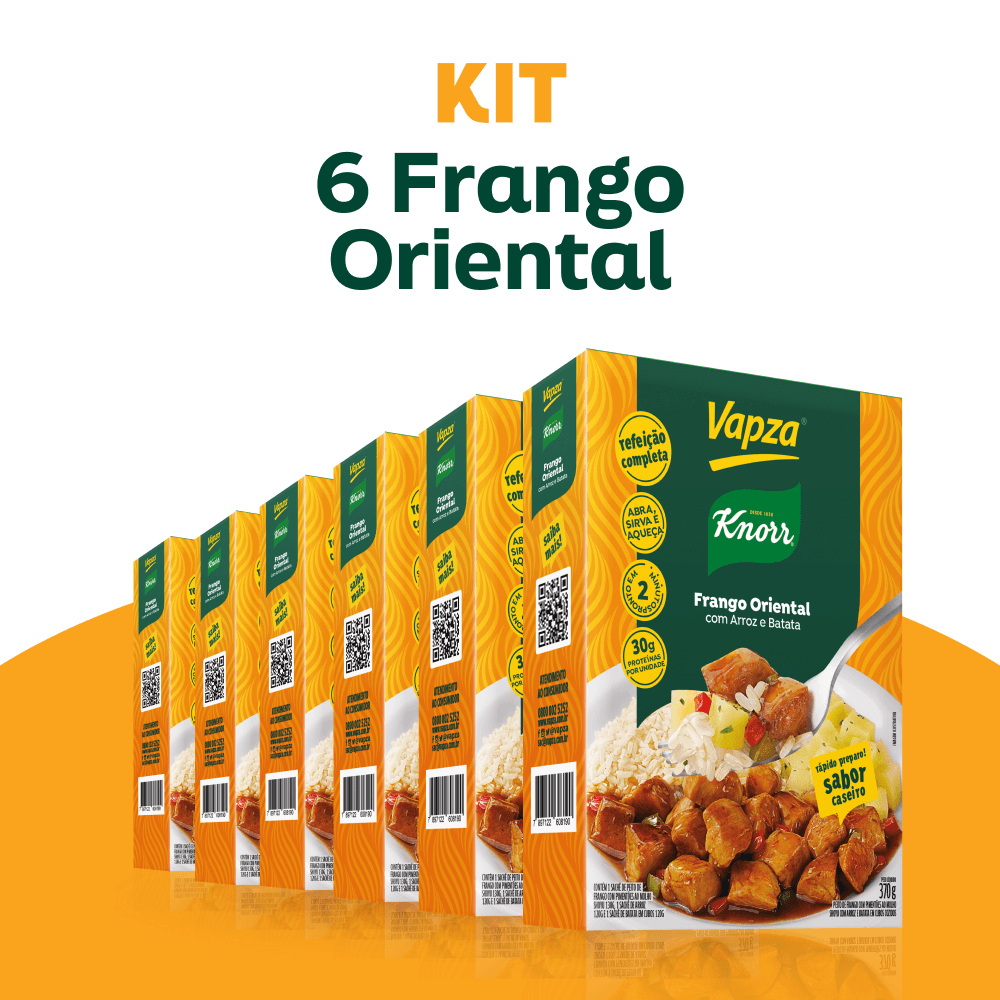Kit 6 Frango Oriental Com Arroz e Batata 370G Vapza e Knorr