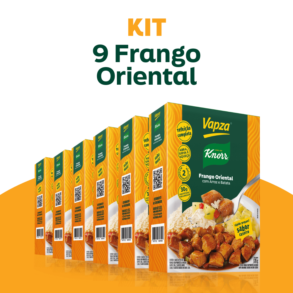 Kit 9 Frango Oriental Com Arroz e Batata 370G Vapza e Knorr