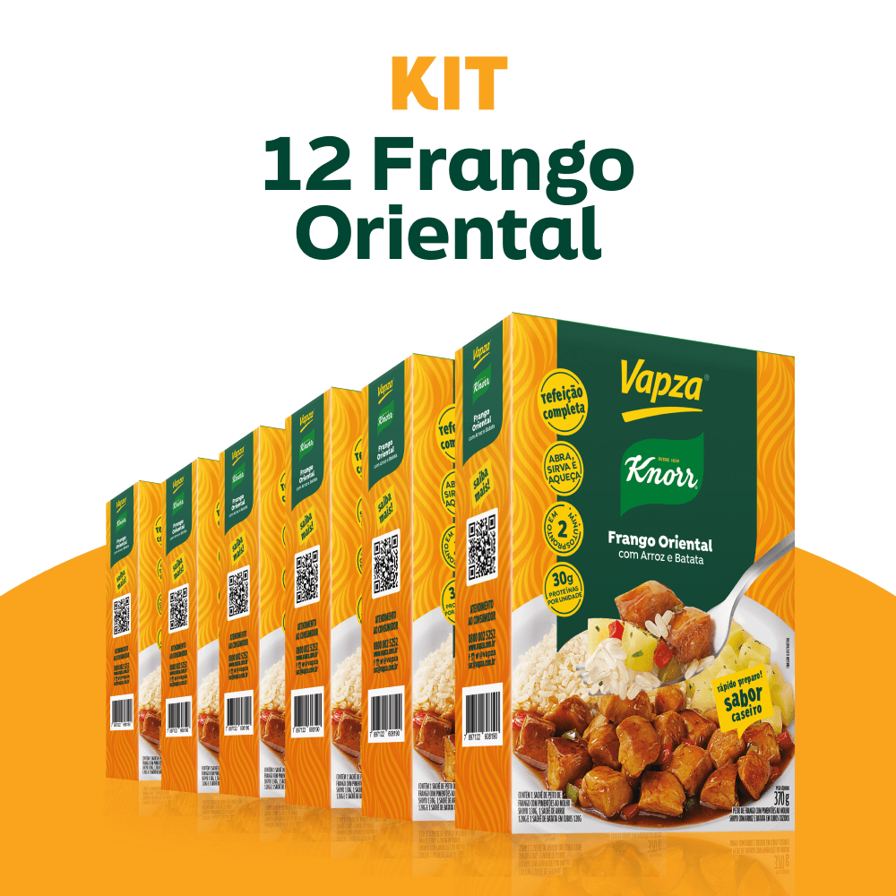 Kit 12 Frango Oriental Com Arroz e Batata 370G Vapza e Knorr