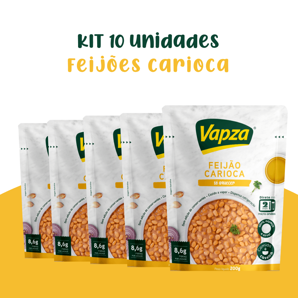 Kit 10 Feijões Carioca 200G Só Aquecer Vapza