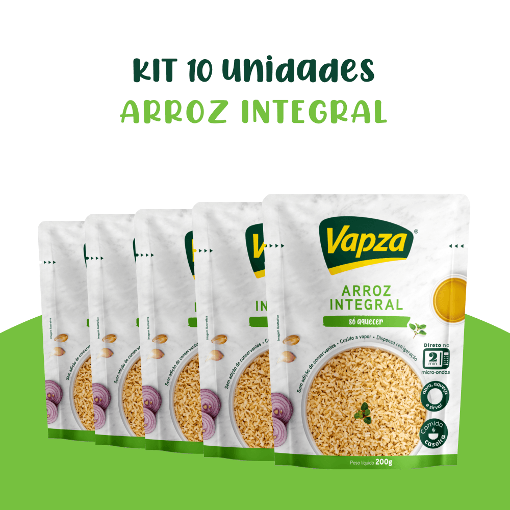 Kit 10 Unidades Arroz Integral 200G Só Aquecer Vapza
