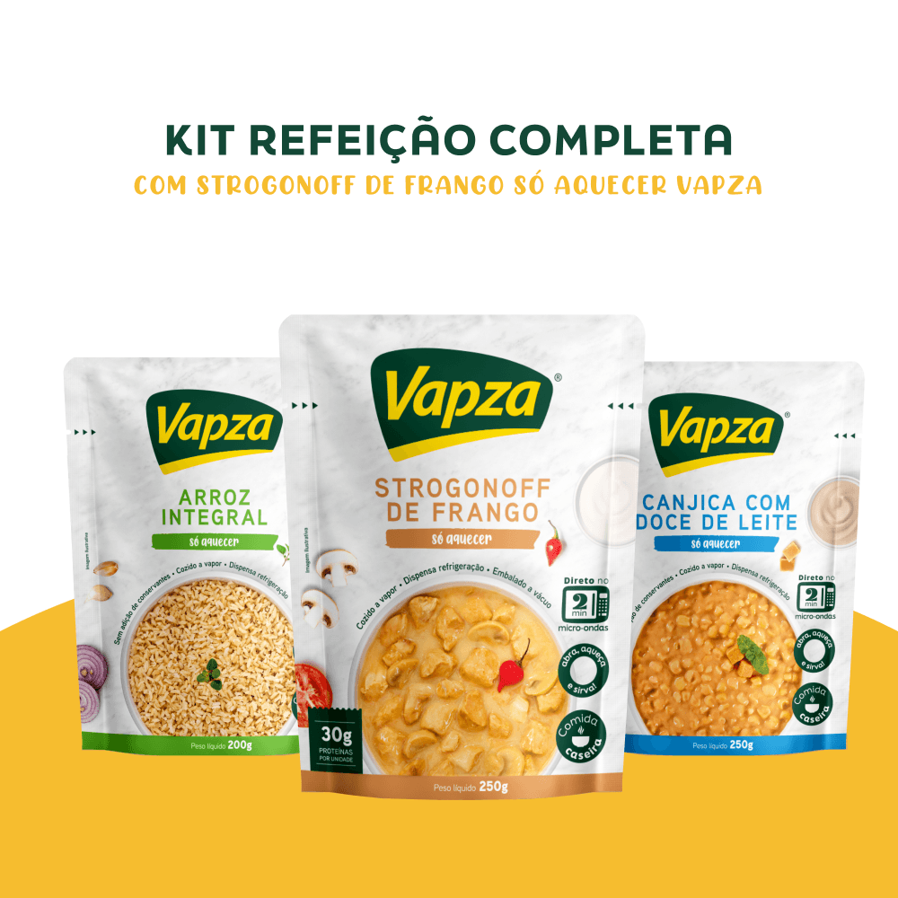 Refeição Completa com Strogonoff de Frango Só Aquecer Vapza