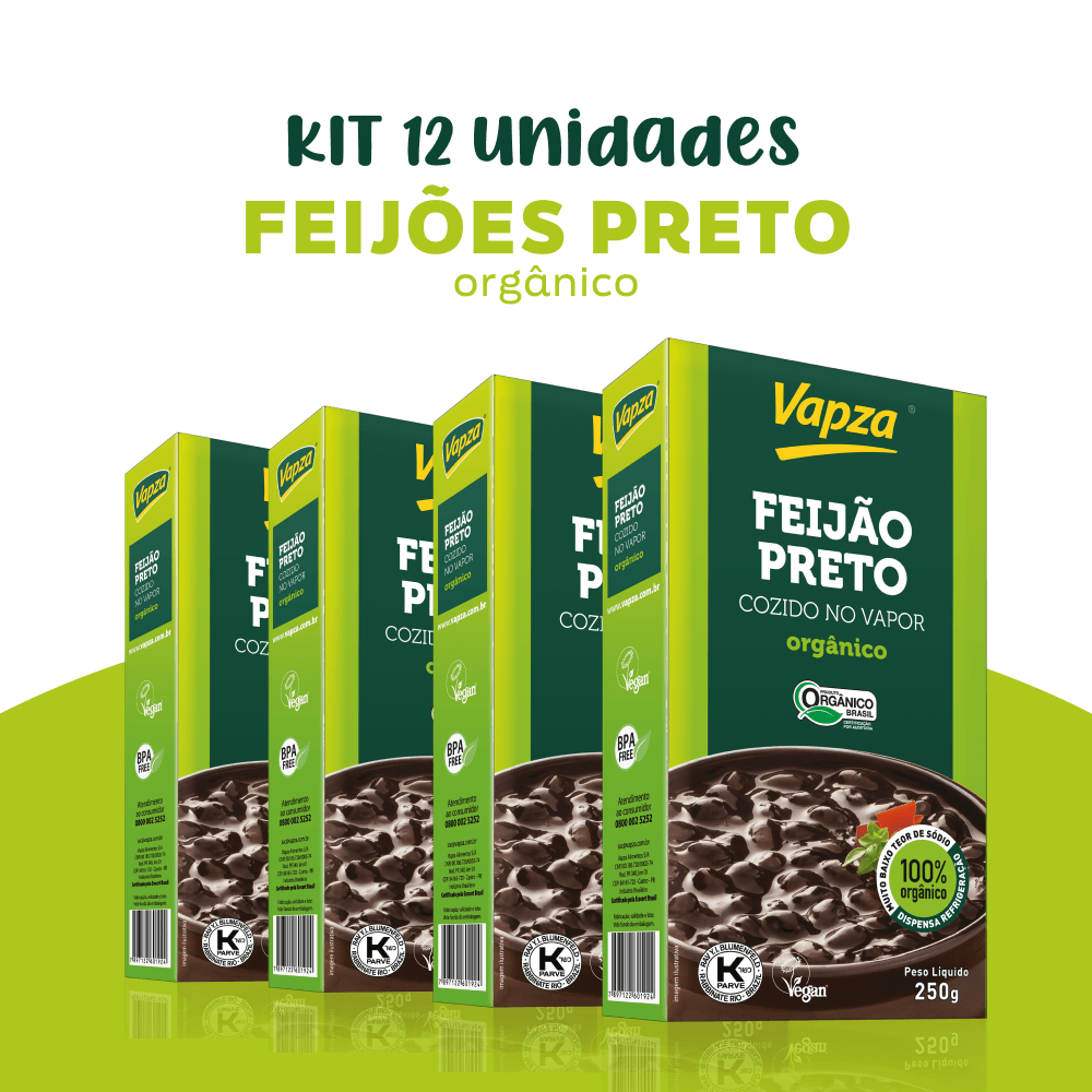Kit 12 Feijões Preto Orgânicos 250G Vapza