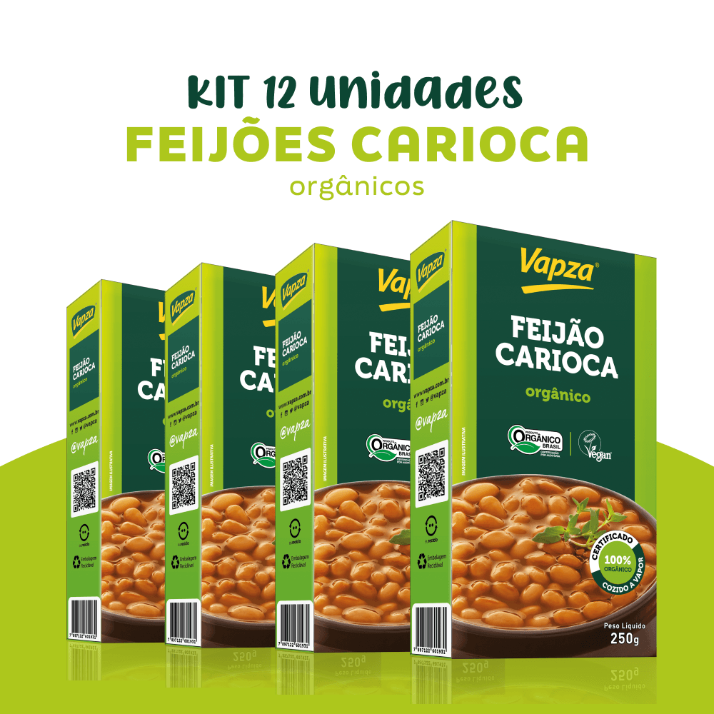 Kit 12 Feijões Carioca Orgânico 250G Vapza