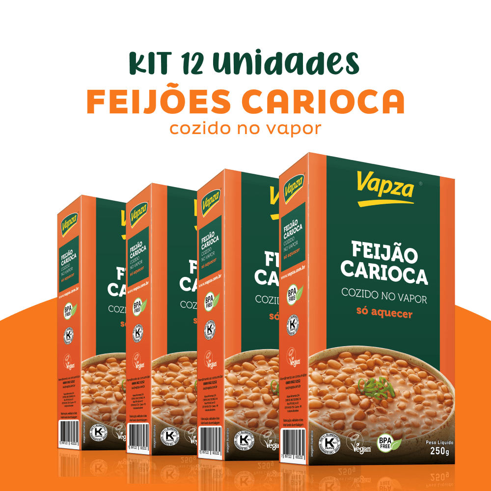 Kit 12 Feijões Carioca 250 Só Aquecer Vapza