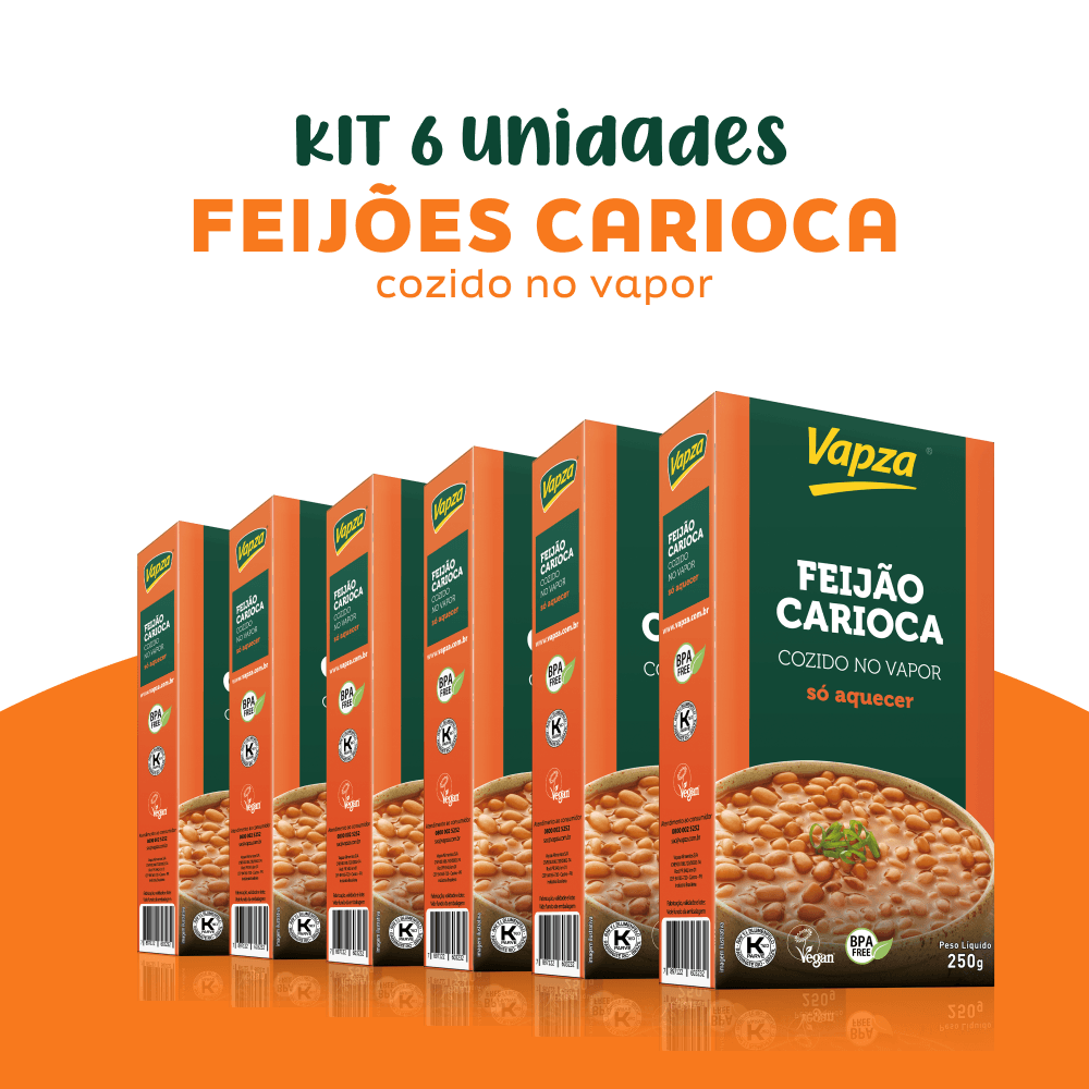 Kit 6 Feijões Carioca 250 Só Aquecer Vapza