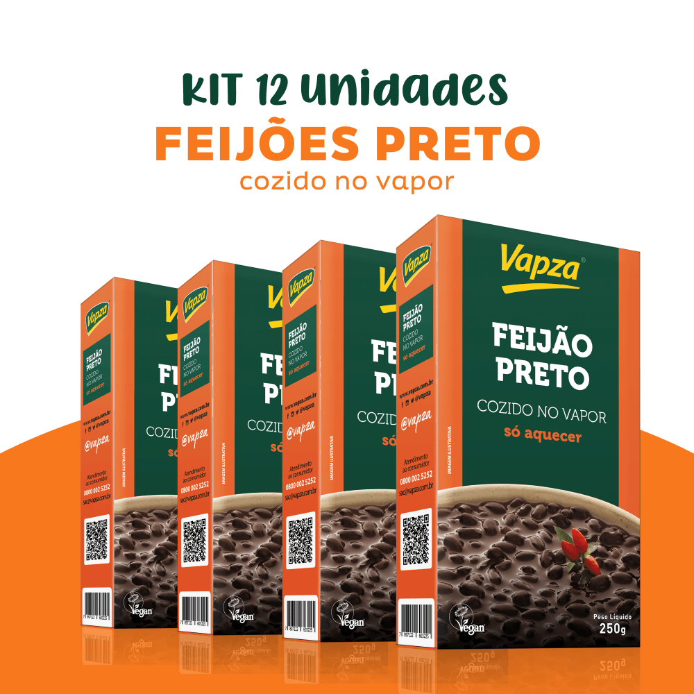Kit 12 Feijões Preto 250G Só Aquecer Vapza